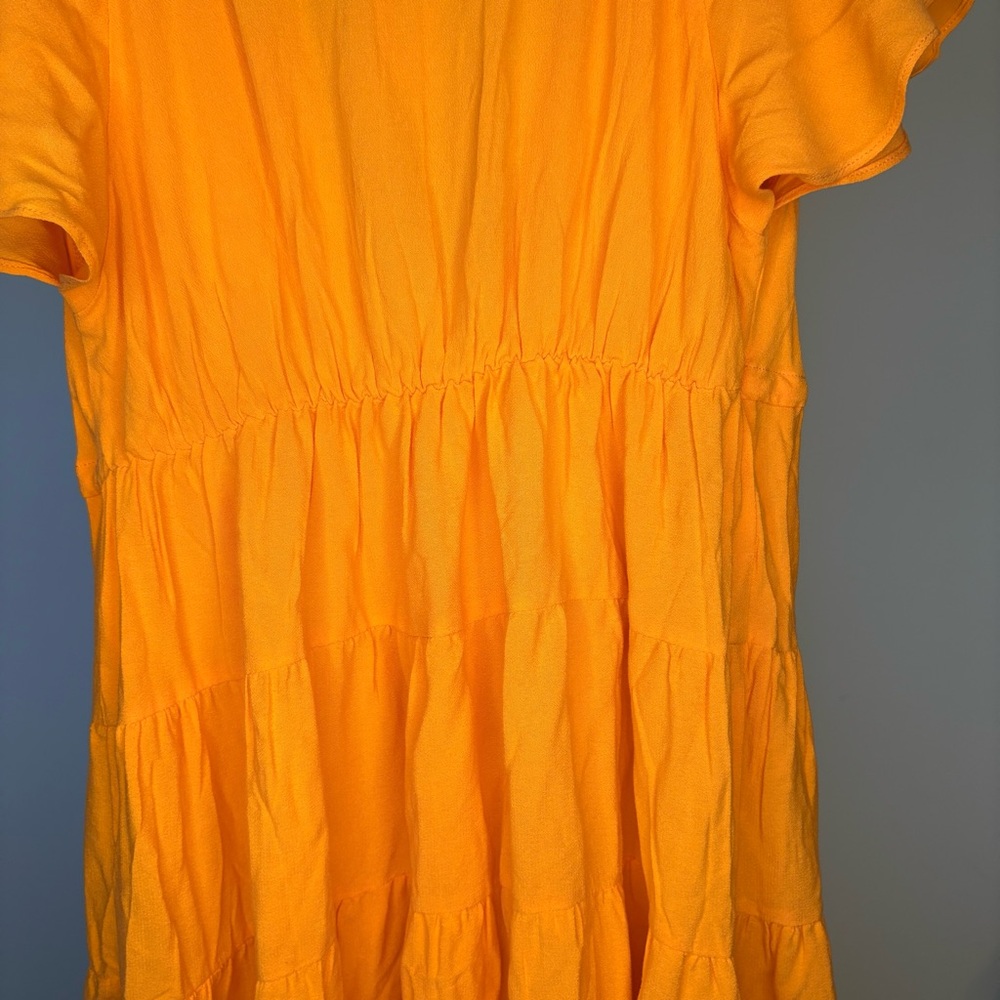 NWT Karsenkimball The Drop Oriole Orange V-Neck Tiered Dress Size Small - Picture 3 of 8